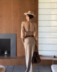 ROVENTE High Waist Maxi Skirt with Tailored Fit and Back Slit