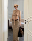ROVENTE High Waist Maxi Skirt with Tailored Fit and Back Slit
