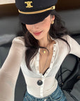 ROVENTE Sheer Snap Cardigan & Lace Bralette Set