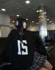 WARDEN EDGE Oversized Knit Sweater with Textured Number Motif