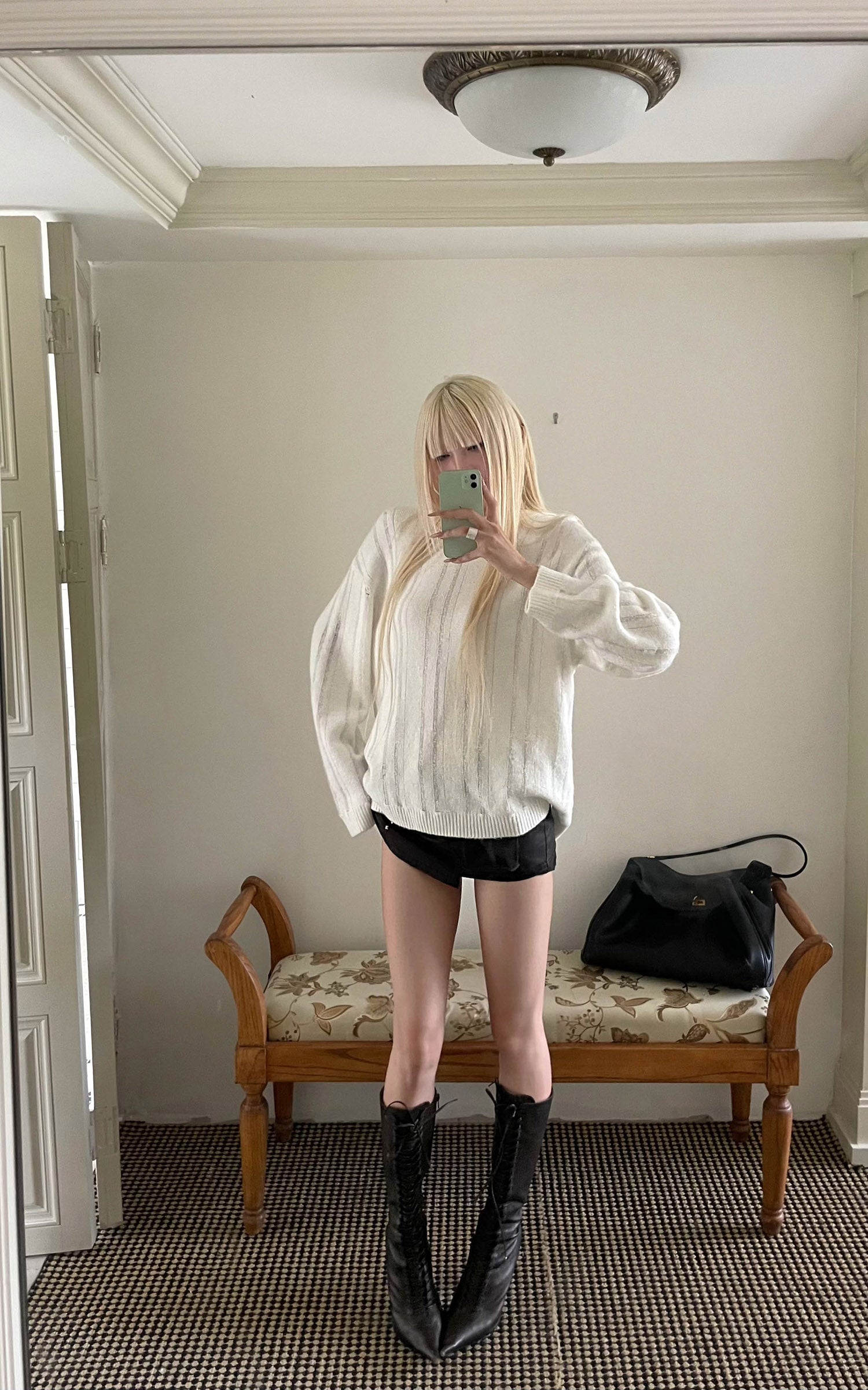 Rase le sol Distressed Stripe Knit Sweater