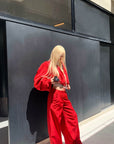 Rase le sol Oversized Hooded Jacket and Wide-Leg Pants Set
