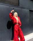 Rase le sol Oversized Hooded Jacket and Wide-Leg Pants Set
