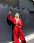 Rase le sol Oversized Hooded Jacket and Wide-Leg Pants Set