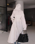 Rase le sol Hooded Long Coat with Adjustable Waist Belt