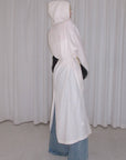 Rase le sol Hooded Long Coat with Adjustable Waist Belt