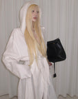 Rase le sol Hooded Long Coat with Adjustable Waist Belt