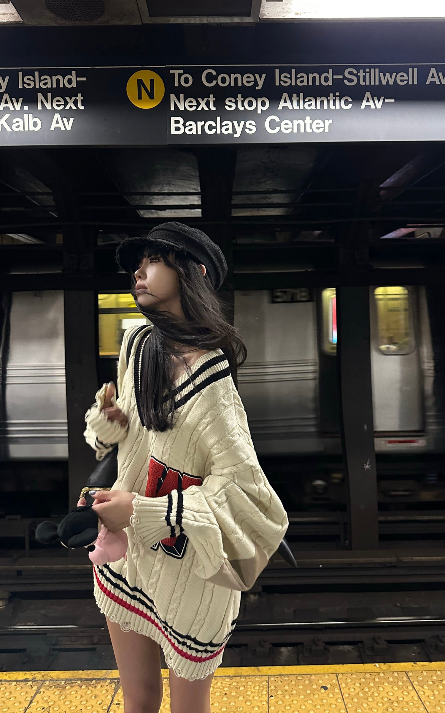 WARDEN EDGE Oversized Varsity Knit Sweater