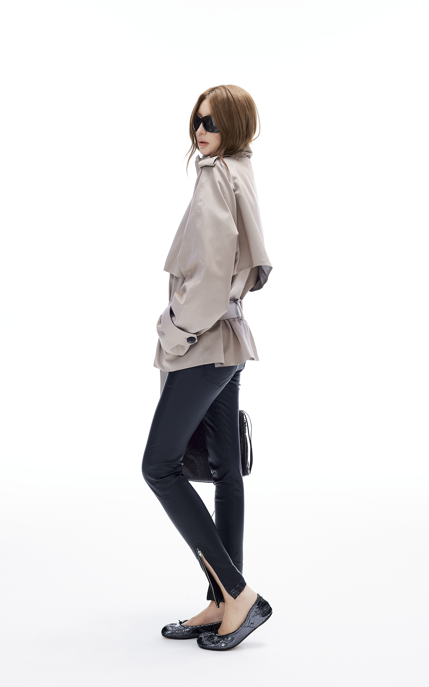 IAMXIAA Coated Skinny Leather Pants High Shine Slim Fit Trousers