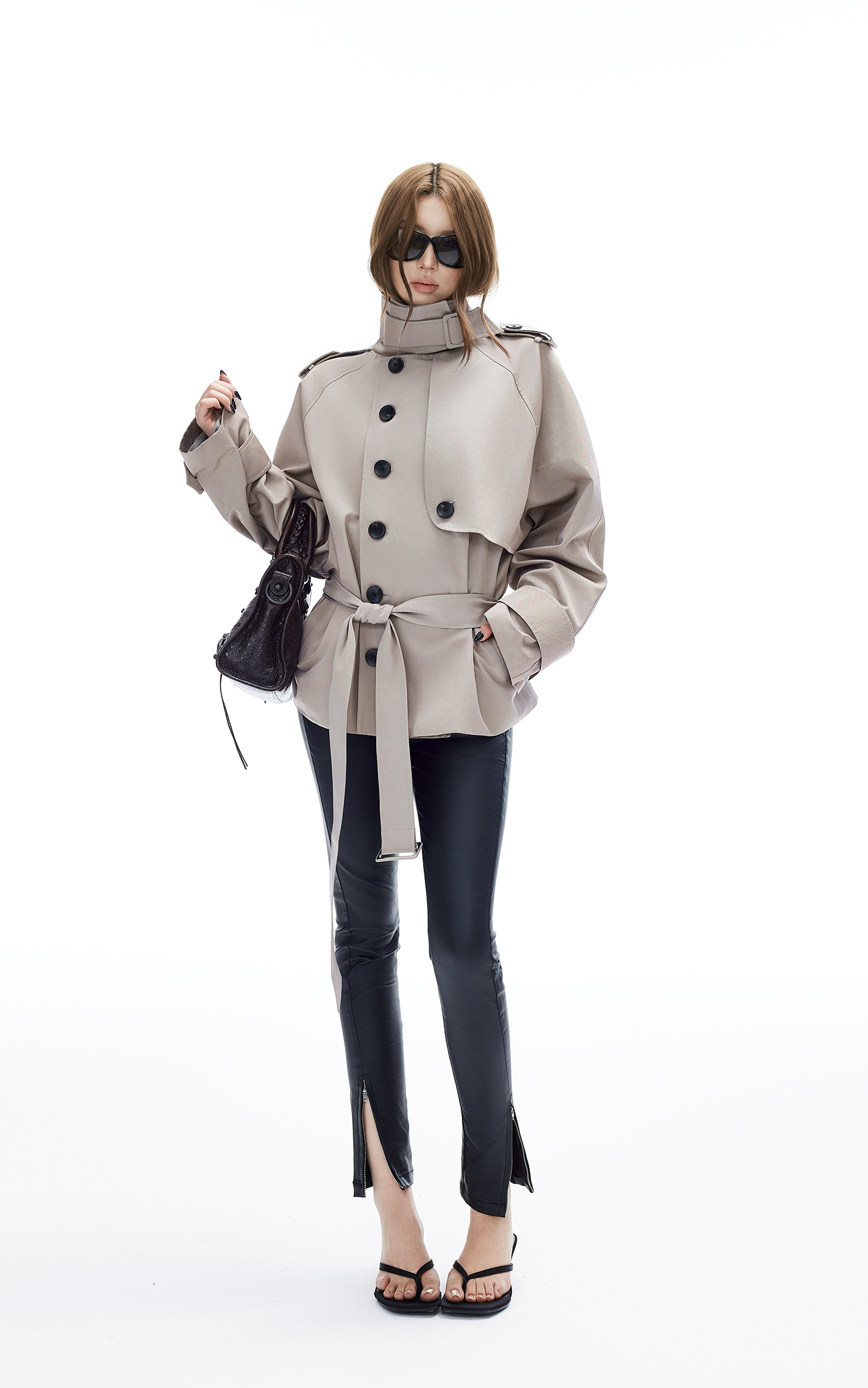 IAMXIAA Coated Skinny Leather Pants High Shine Slim Fit Trousers