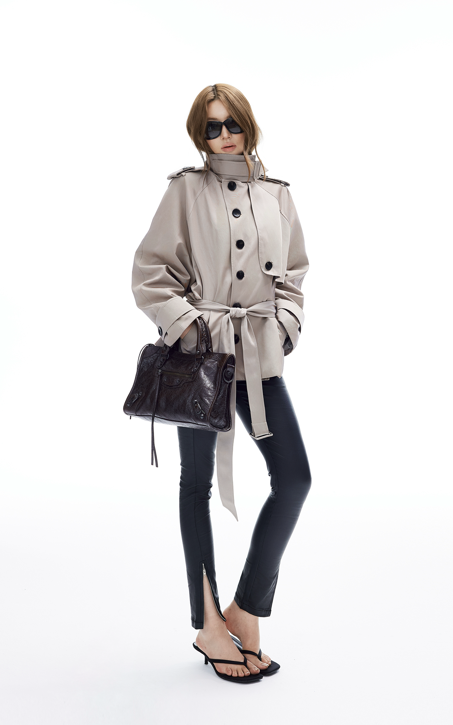 IAMXIAA Coated Skinny Leather Pants High Shine Slim Fit Trousers