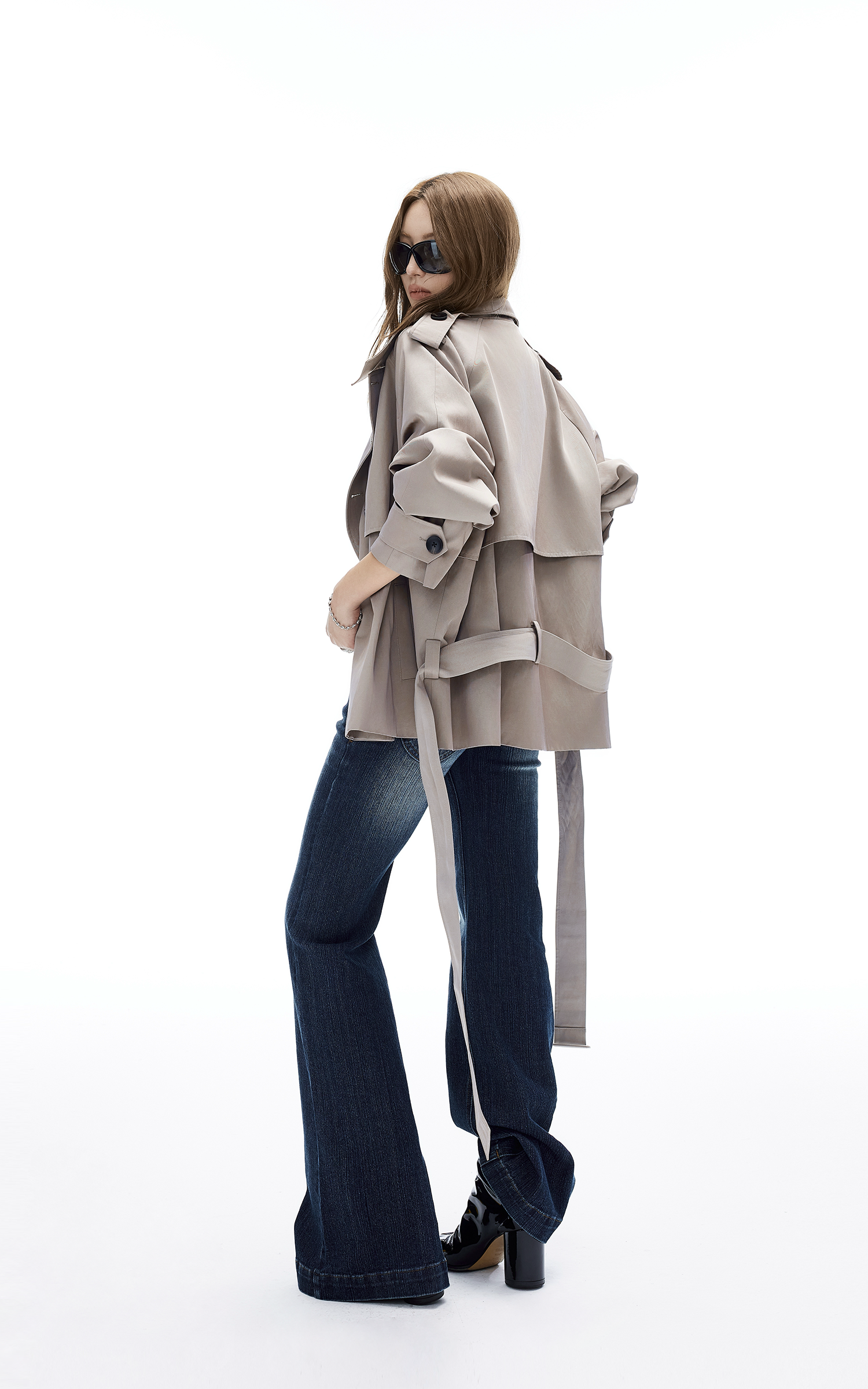 IAMXIAA Belted Short Trench Coat