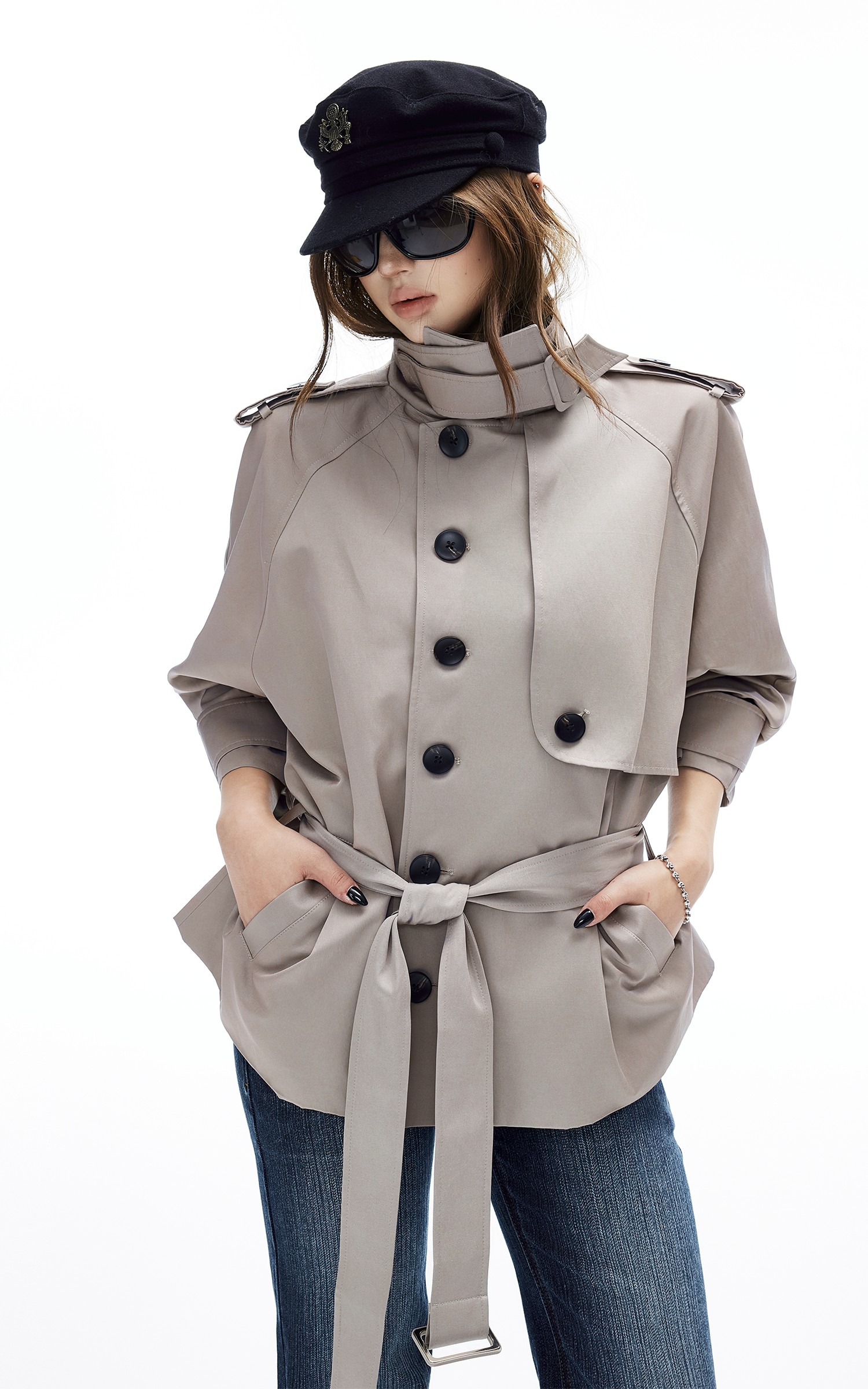 IAMXIAA Belted Short Trench Coat