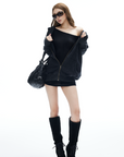 IAMXIAA Asymmetric Knit One Shoulder Long Sleeve Top