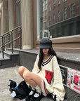 WARDEN EDGE Oversized Varsity Knit Sweater