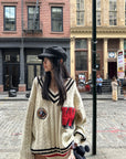 WARDEN EDGE Oversized Varsity Knit Sweater