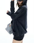 IAMXIAA Washed Zip Up Hoodie Jacket with Oversized Fit