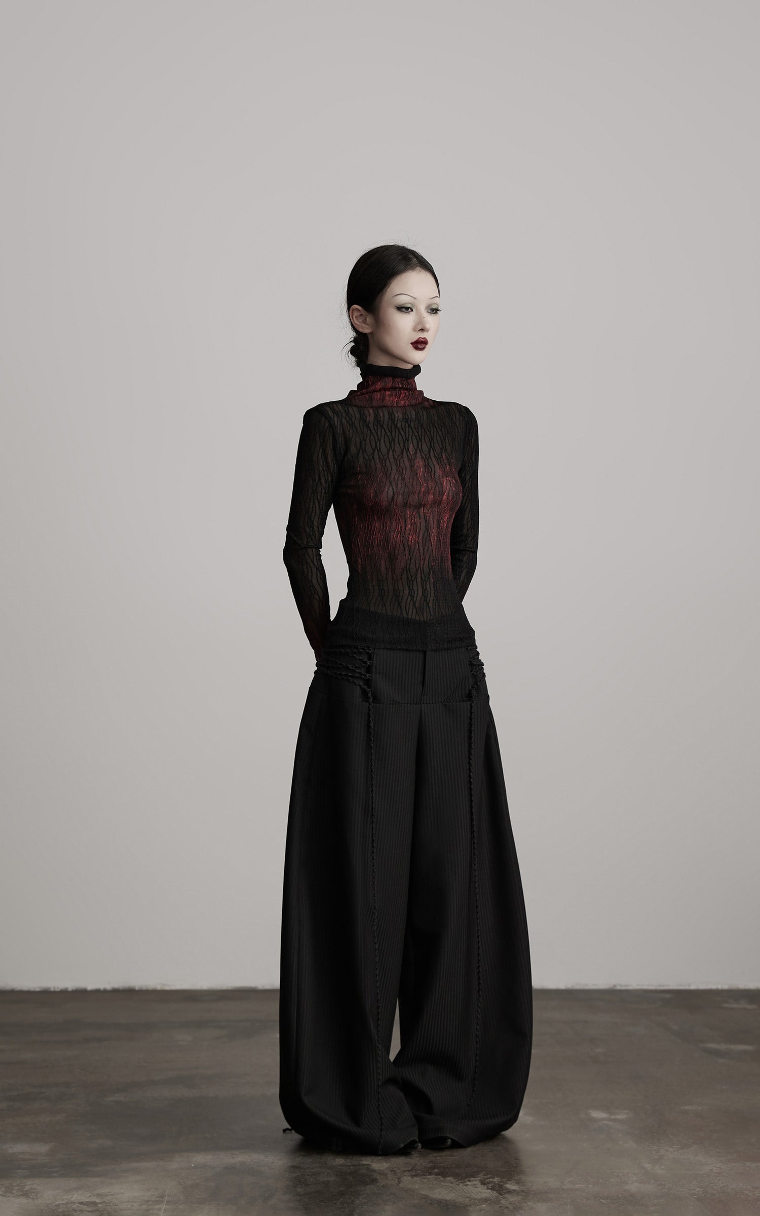 DOINDULGE Wide Leg Trousers with Braided Detail