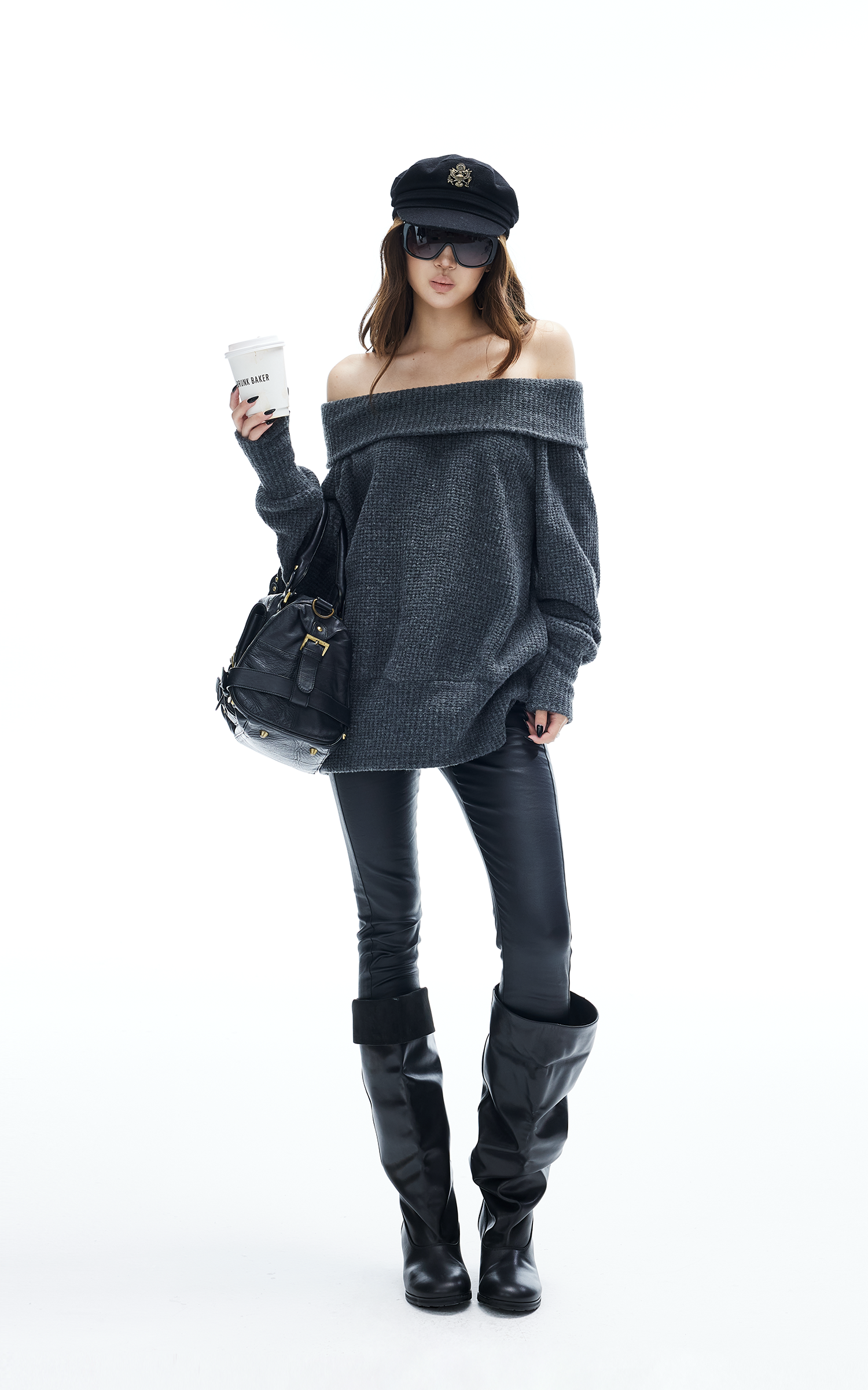 IAMXIAA Coated Skinny Leather Pants High Shine Slim Fit Trousers