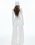 IAMXIAA Ruched Wide Leg Pants High Waist Casual Trousers