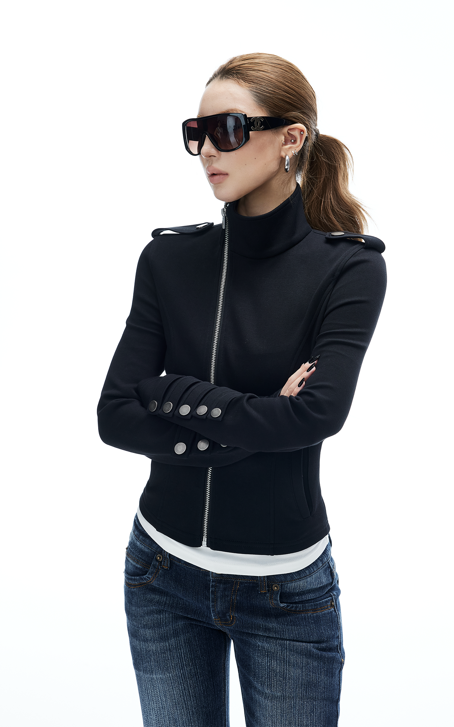 IAMXIAA Asymmetric Zip Fitted Jacket