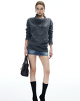 IAMXIAA Button Neck Oversized Knit Sweater