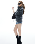 IAMXIAA Button Neck Oversized Knit Sweater