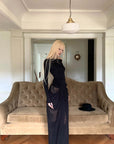 Rase le sol Draped Sheer Mesh Skirt with Lace Panels