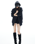 IAMXIAA Washed Zip Up Hoodie Jacket with Oversized Fit