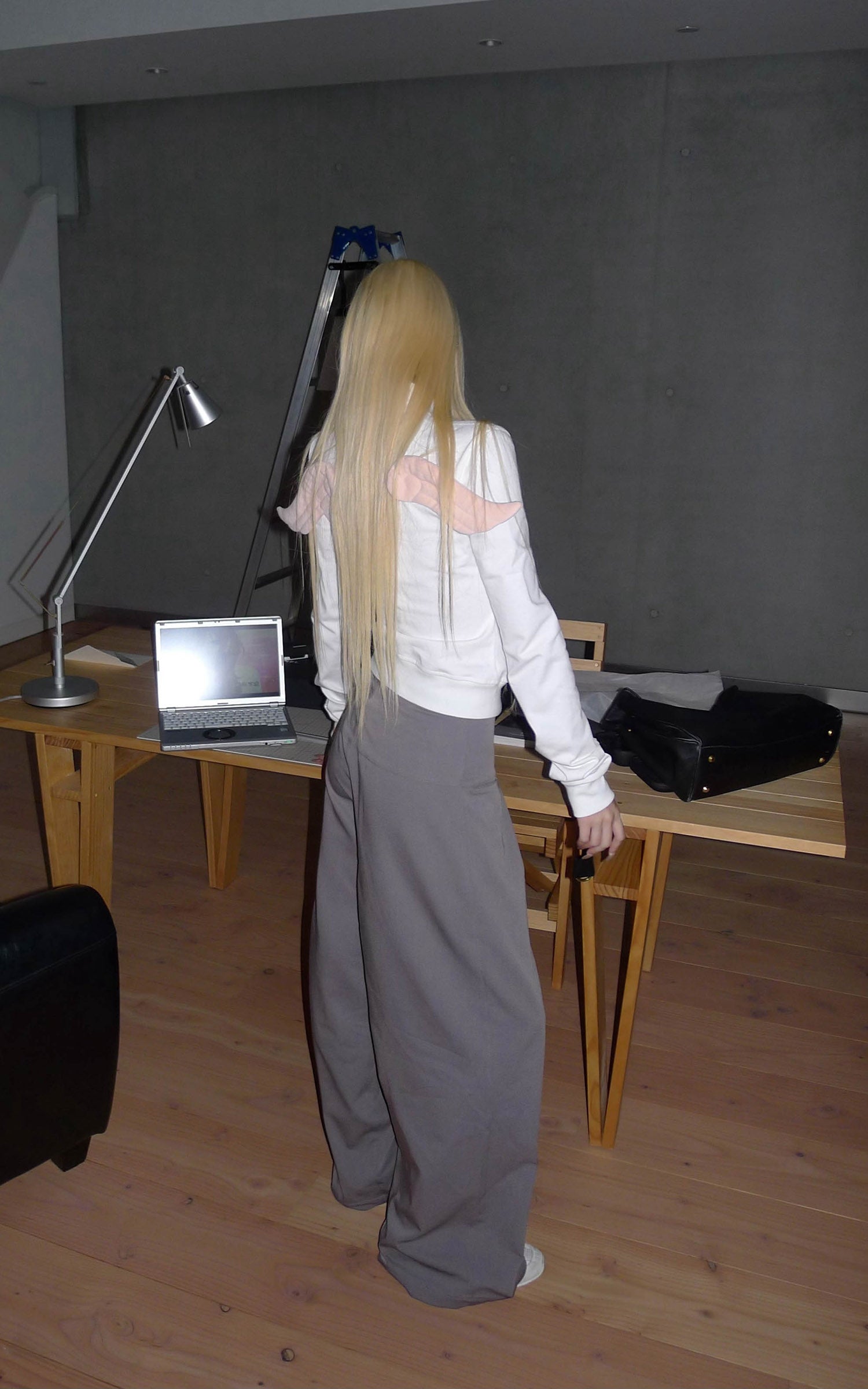 Rase le sol Pantalon large plissé taille haute