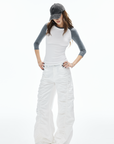 IAMXIAA Ruched Wide Leg Pants High Waist Casual Trousers