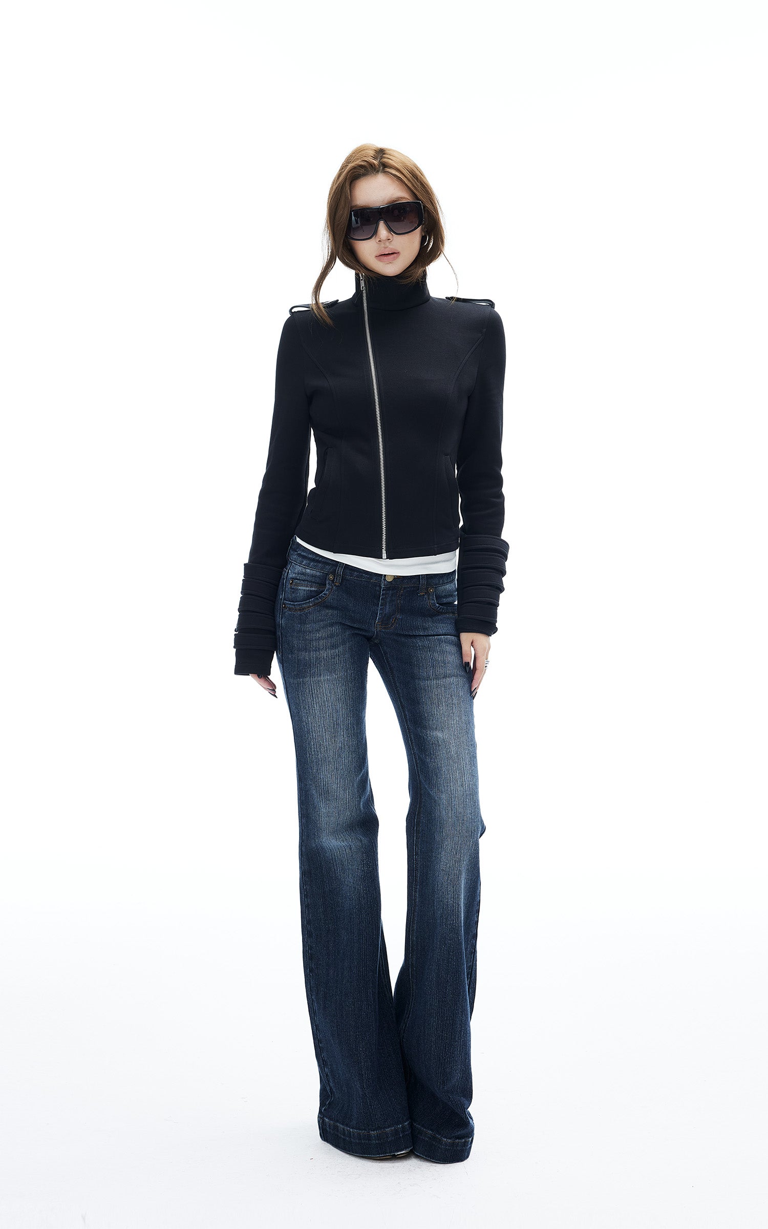 IAMXIAA Veste cintrée à fermeture éclair asymétrique