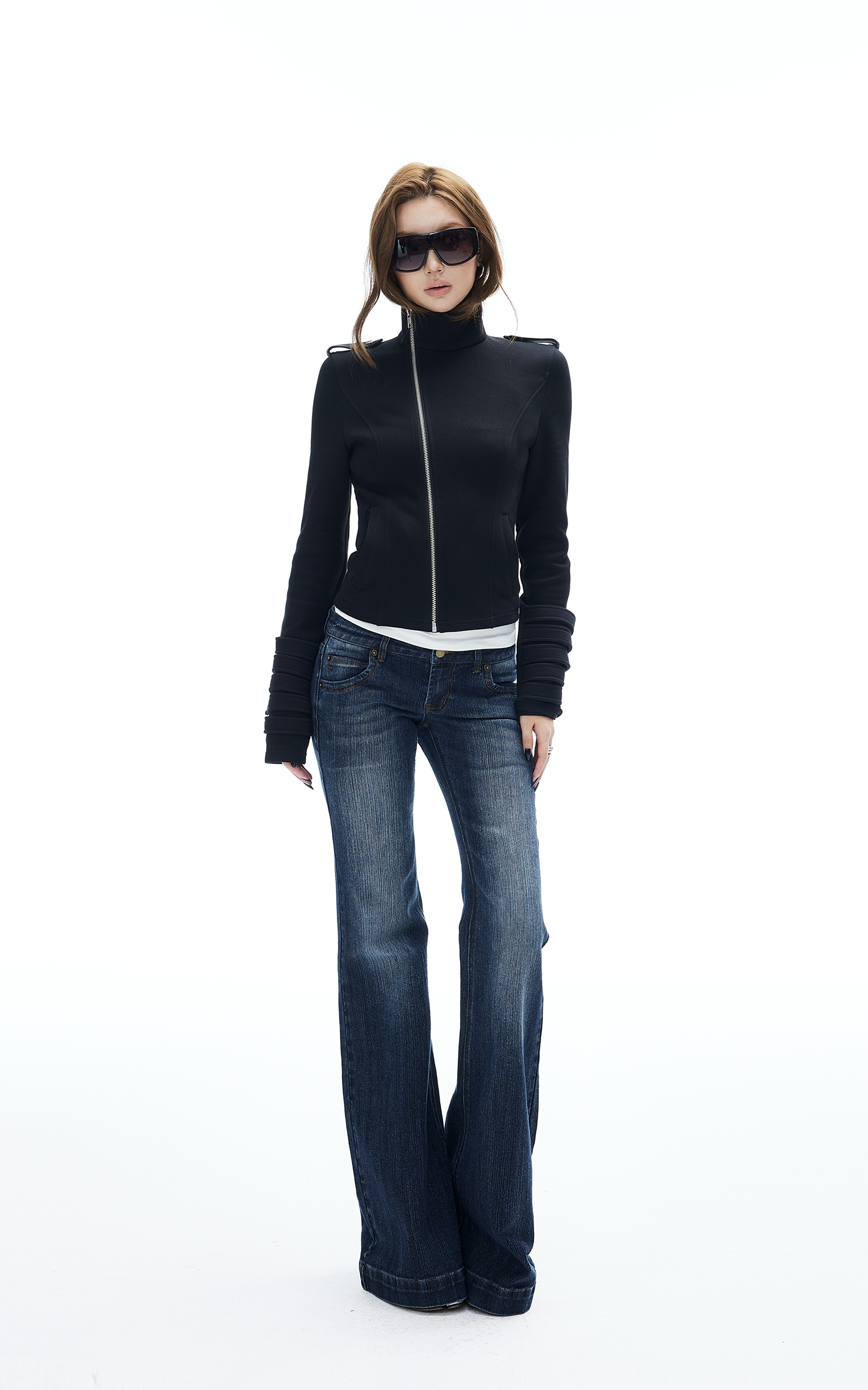 IAMXIAA Asymmetric Zip Fitted Jacket