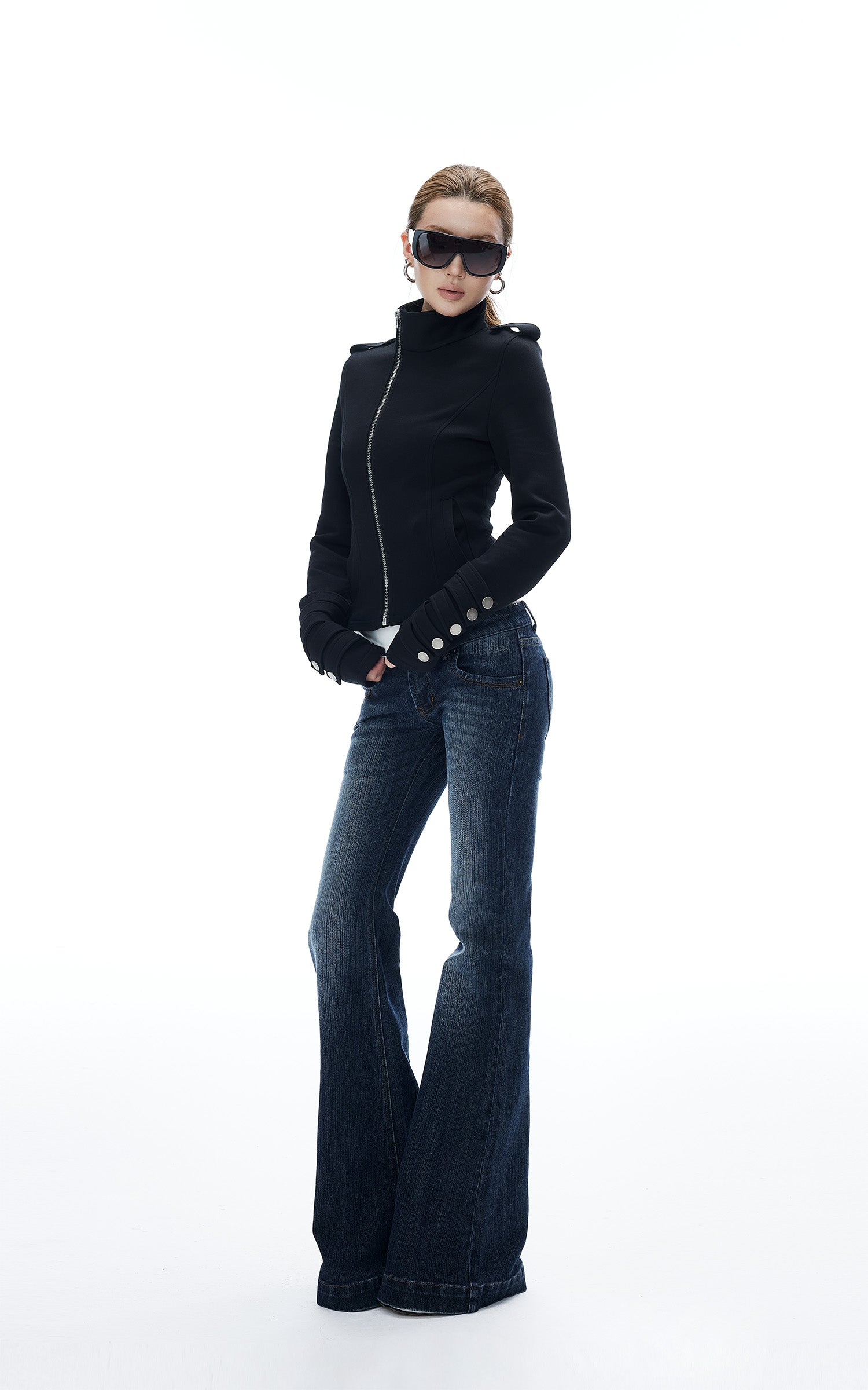 IAMXIAA Veste cintrée à fermeture éclair asymétrique