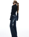 IAMXIAA Veste cintrée à fermeture éclair asymétrique