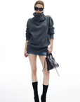 IAMXIAA Button Neck Oversized Knit Sweater