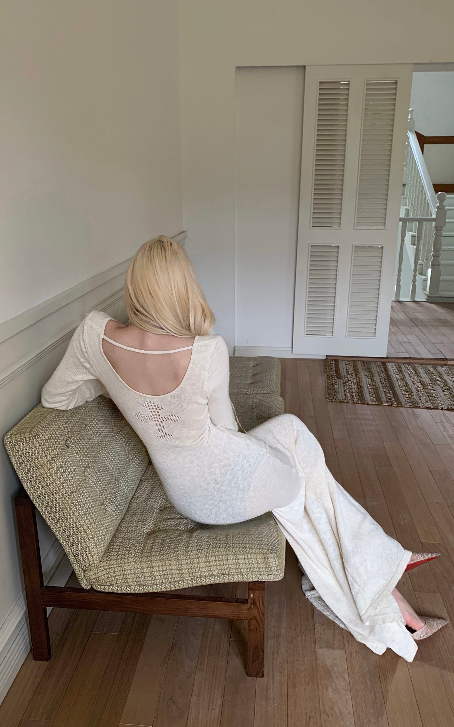 Rase le sol Hollow Cross Knit Maxi Dress