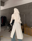 Rase le sol Hooded Long Coat with Adjustable Waist Belt