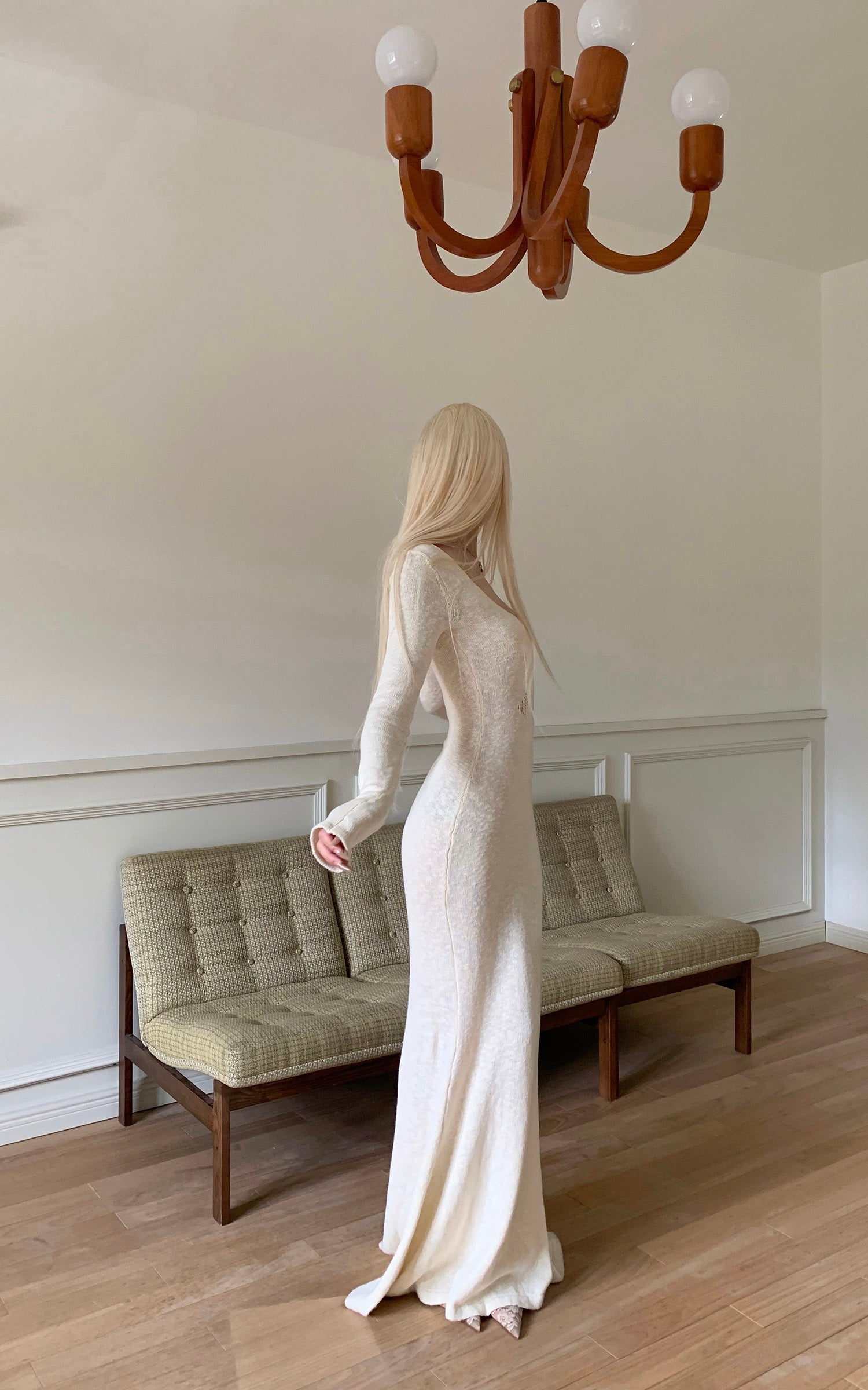 Rase le sol Hollow Cross Knit Maxi Dress