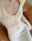 Rase le sol Hollow Cross Knit Maxi Dress