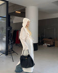 Rase le sol Hooded Long Coat with Adjustable Waist Belt