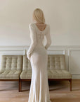 Rase le sol Hollow Cross Knit Maxi Dress