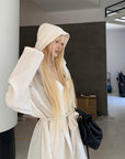 Rase le sol Hooded Long Coat with Adjustable Waist Belt