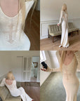 Rase le sol Hollow Cross Knit Maxi Dress