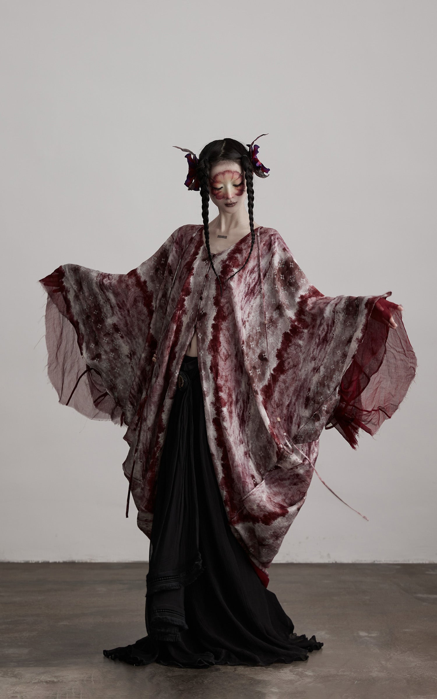 DOINDULGE Tie Dye Flowing Sheer Cardigan