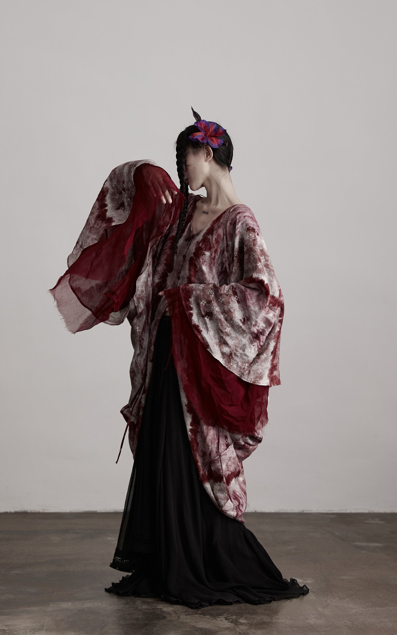 DOINDULGE Tie Dye Flowing Sheer Cardigan