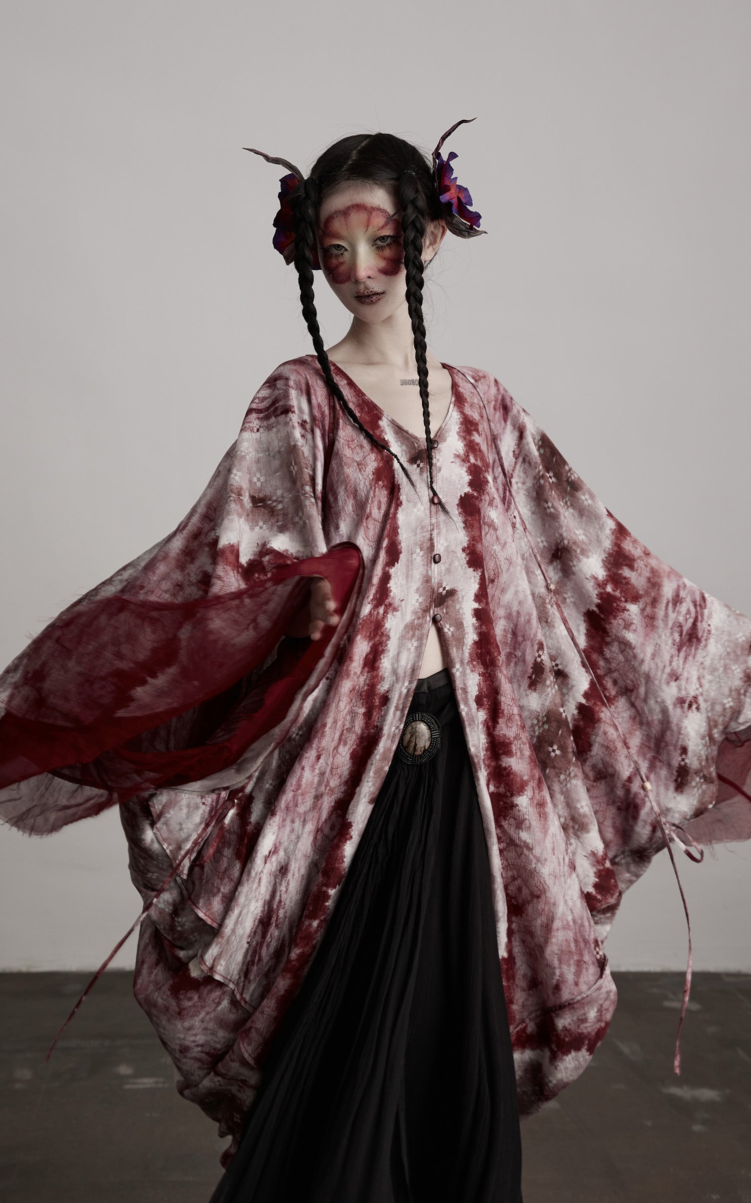 DOINDULGE Tie Dye Flowing Sheer Cardigan