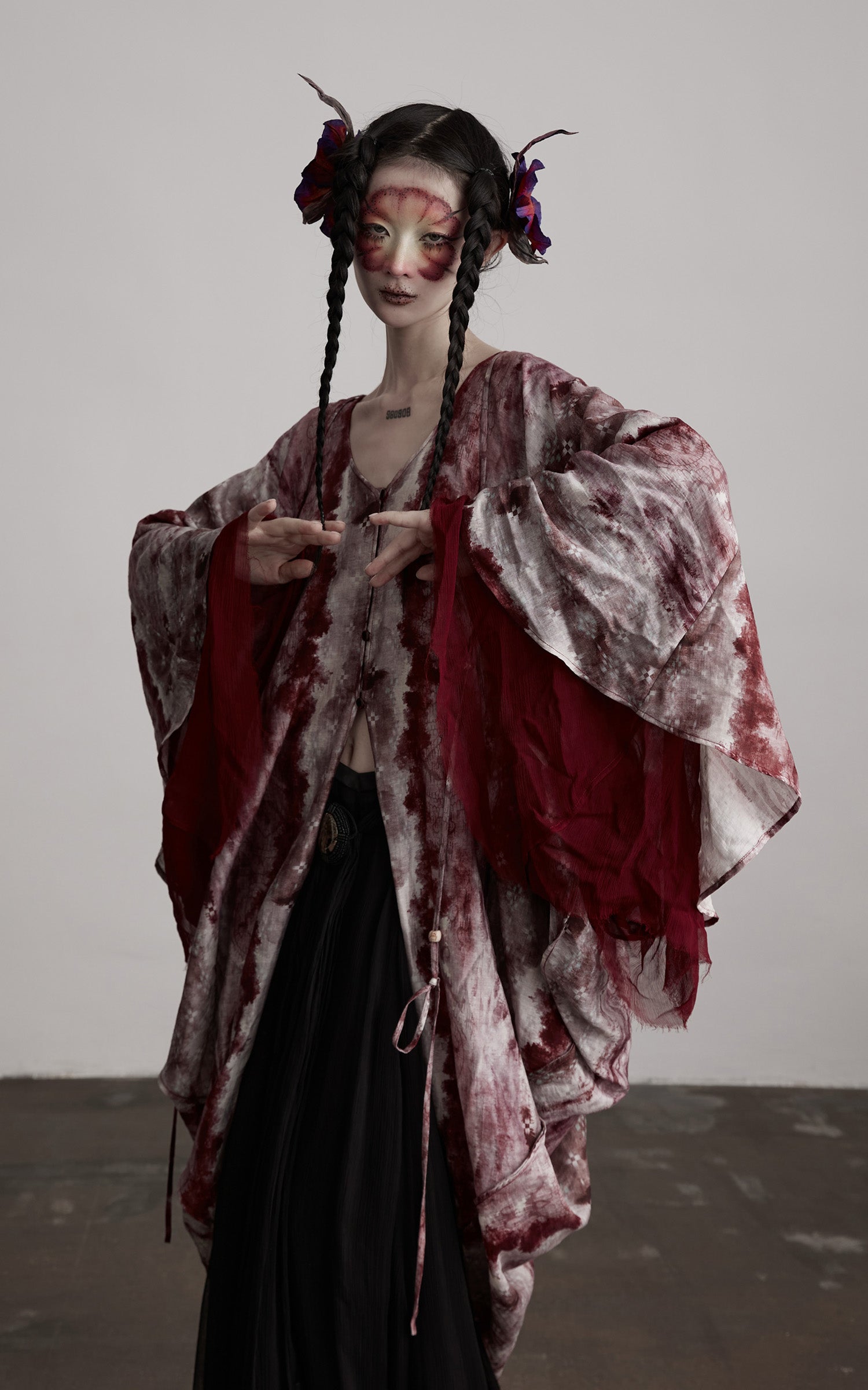 DOINDULGE Tie Dye Flowing Sheer Cardigan
