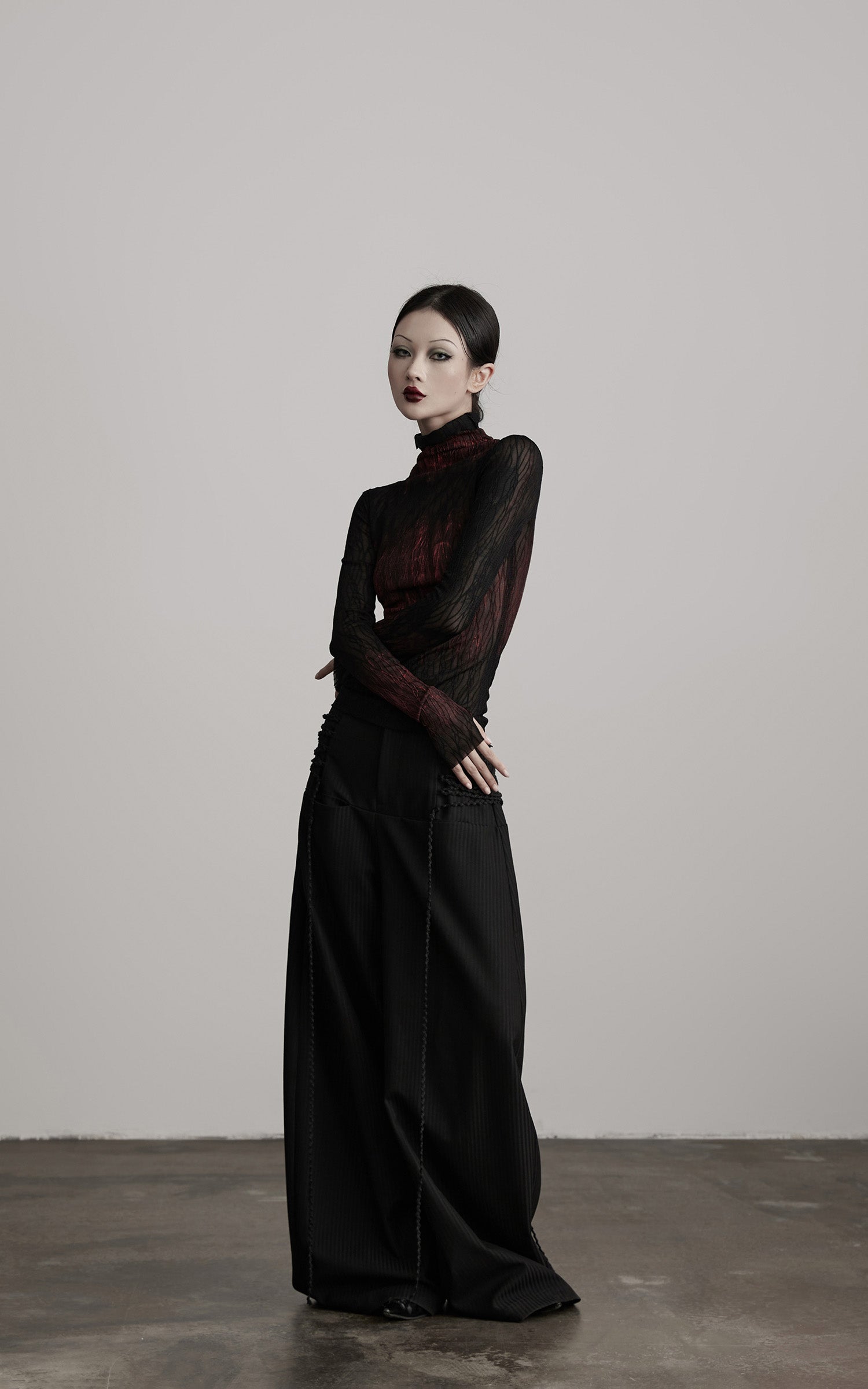 DOINDULGE Wide Leg Trousers with Braided Detail