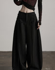 DOINDULGE Wide Leg Trousers with Braided Detail